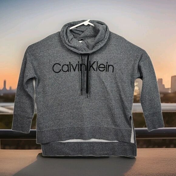 Calvin Klein Tops - Calvin Klein women's pullover cowl-neck sweatshirt, L, gray, embroidered logo